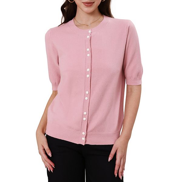 Женский кардиган на пуговицах с коротким рукавом и круглым вырезом Inspire Chic, Pink
Женский кардиган на пуговицах с коротким рукавом и круглым вырезом Inspire Chic, Pink
