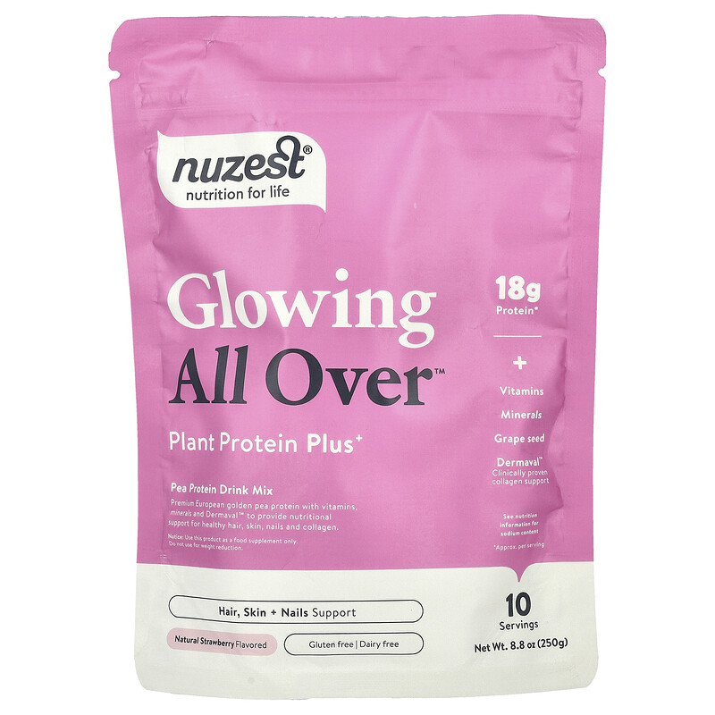 Nuzest, Glowing All Over, Plant Protein Plus+, Natural Strawberry, 8.8 oz (250 g)
Nuzest, Glowing All Over, Plant Protein Plus+, Natural Strawberry, 8.8 oz (250 g)