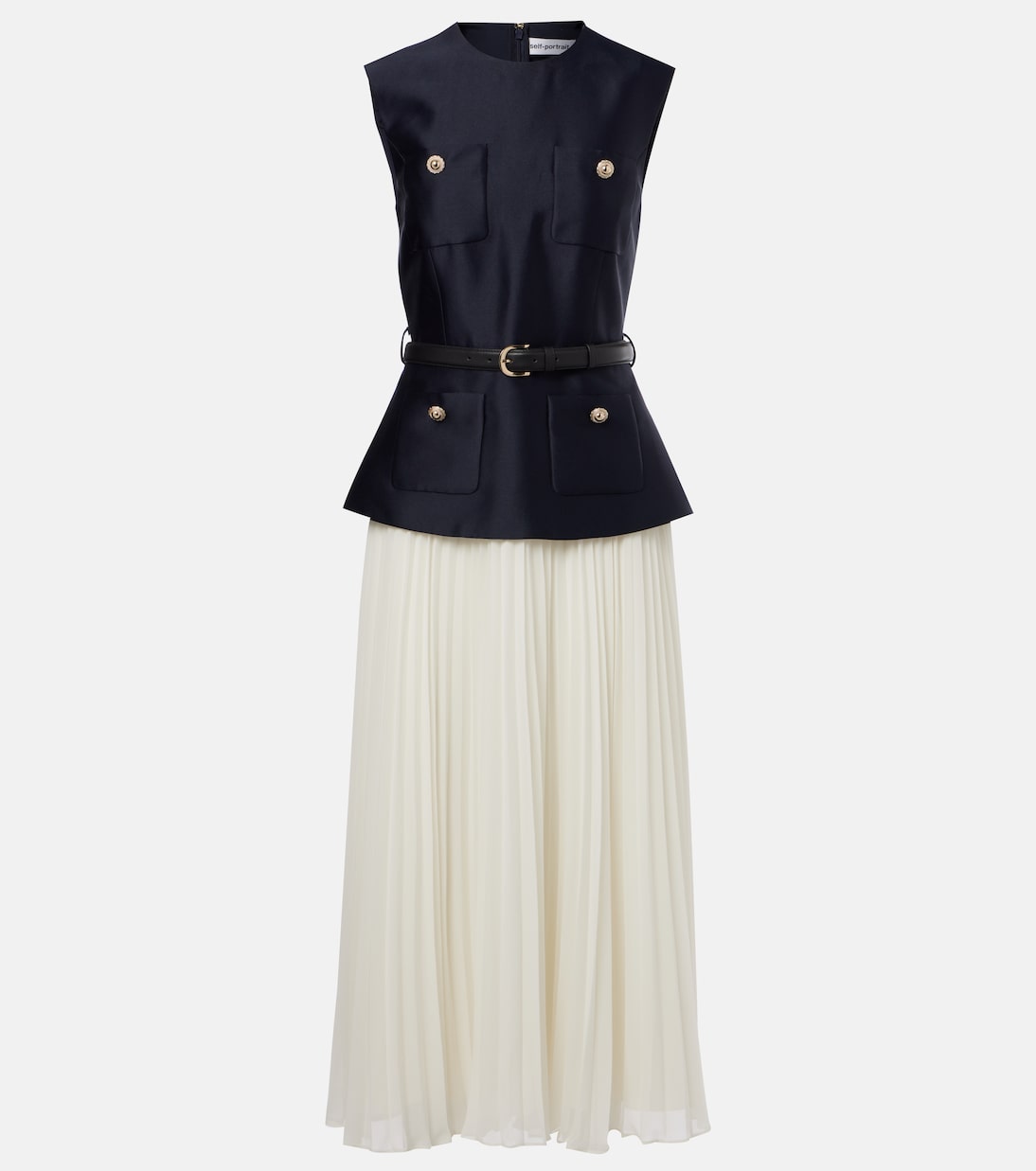 Миди-платье из плиссированного тафты с поясом Self-Portrait, синий
Миди-платье из плиссированного тафты с поясом Self-Portrait, синий