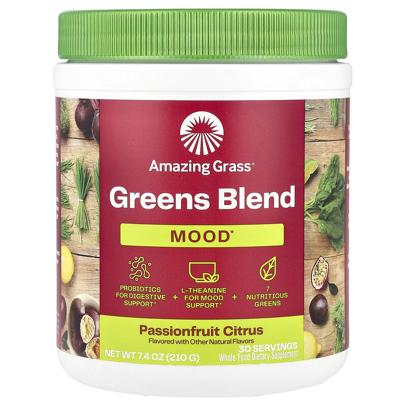 Amazing Grass, Greens Blend, Mood, маракуйя и цитрус, 210 г (7,4 унции)
Amazing Grass, Greens Blend, Mood, маракуйя и цитрус, 210 г (7,4 унции)