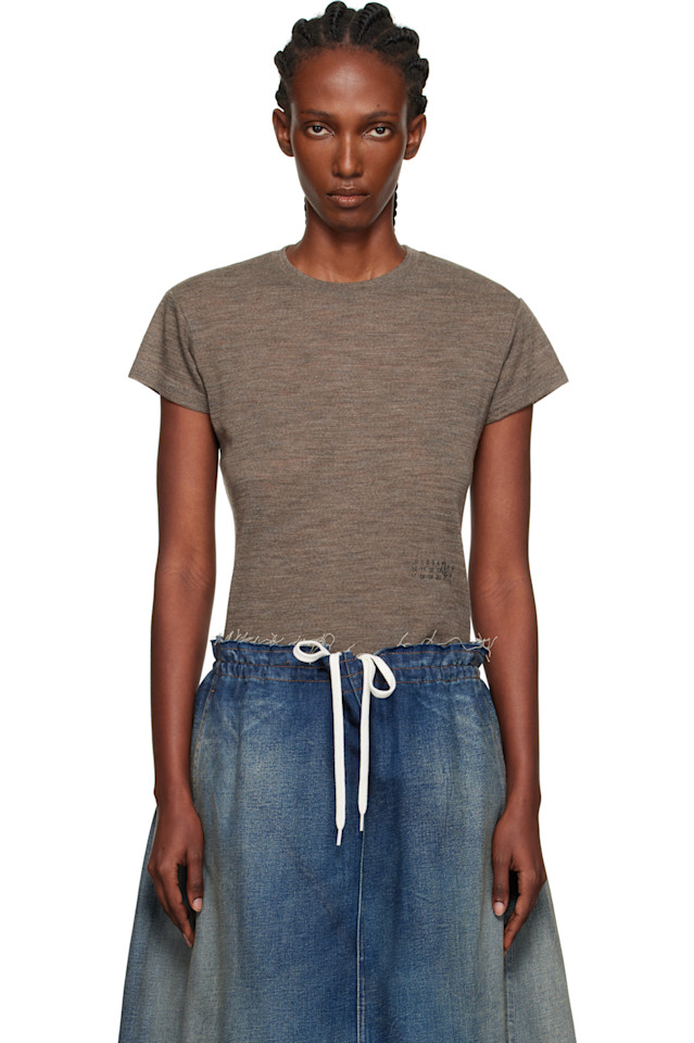 Футболка из прозрачного шерстяного трикотажа Mm6 Maison Margiela, серо-коричневый
Футболка из прозрачного шерстяного трикотажа Mm6 Maison Margiela, серо-коричневый