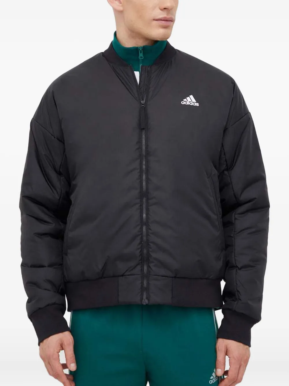 Бомбер с логотипом adidas, черный 
Бомбер с логотипом adidas, черный