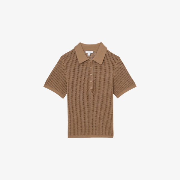 Поло Reiss Evi из хлопковой смесовой ткани вязаное, коричневый
Поло Reiss Evi из хлопковой смесовой ткани вязаное, коричневый