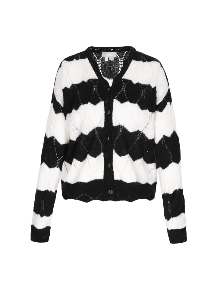 Женский кардиган черного цвета с оттенком белого Usha
Женский кардиган черного цвета с оттенком белого Usha