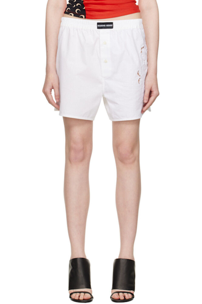Белые шорты из регенерированного бытового льна Marine Serre
Белые шорты из регенерированного бытового льна Marine Serre