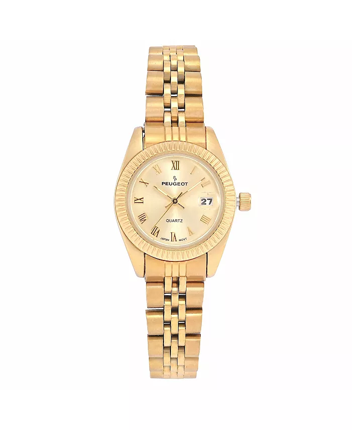 Женские часы на стальном браслете с золотистым 25-мм рифленым безелем и золотистым циферблатом Peugeot, золотой
Женские часы на стальном браслете с золотистым 25-мм рифленым безелем и золотистым циферблатом Peugeot, золотой