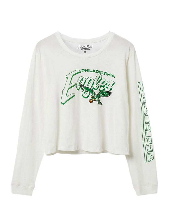 Женская укороченная футболка NFL Philadelphia Eagles Touchdown с длинными рукавами Junk Food Clothing, белый
Женская укороченная футболка NFL Philadelphia Eagles Touchdown с длинными рукавами Junk Food Clothing, белый