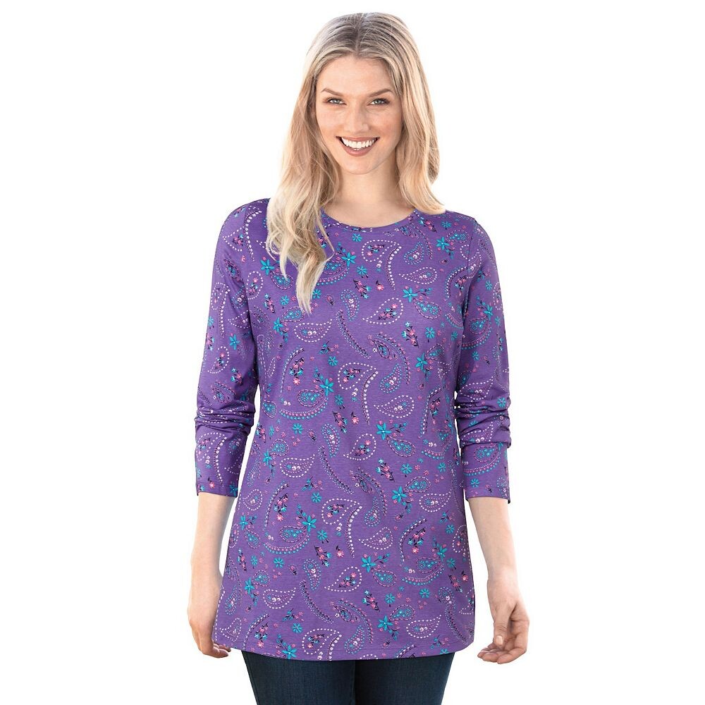 Женская футболка больших размеров с идеальным принтом и круглым вырезом с длинными рукавами для женщин Woman Within, цвет Petal Purple Floral
Женская футболка больших размеров с идеальным принтом и круглым вырезом с длинными рукавами для женщин Woman Within, цвет Petal Purple Floral