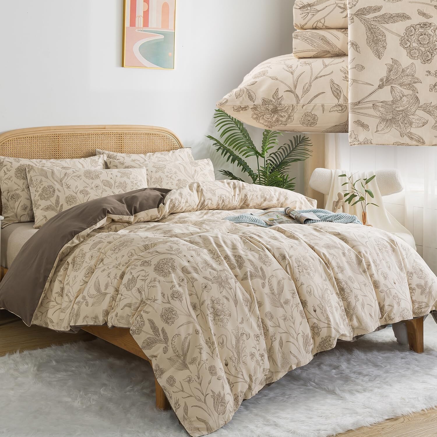 Комплект простыней и пододеяльников Zusbest Shabby Foral из 7 предметов, комплект постельных принадлежностей королевского размера, простыня с глубокими карманами, цвет хаки
Комплект простыней и пододеяльников Zusbest Shabby Foral из 7 предметов, комплект постельных принадлежностей королевского размера, простыня с глубокими карманами, цвет хаки