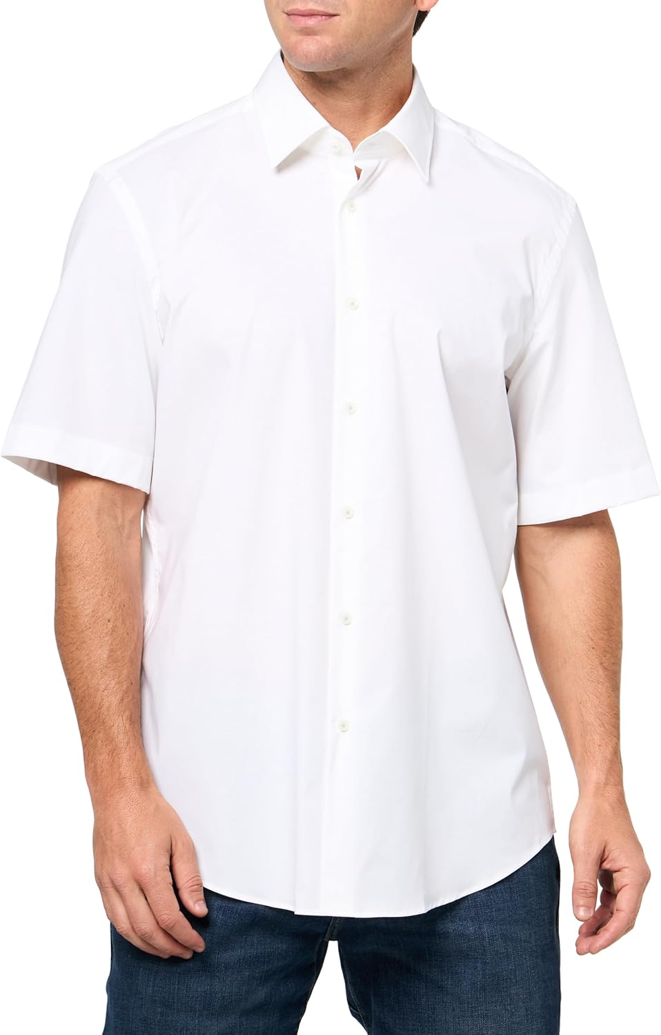 BOSS Мужская растягивающаяся поплиновая рубашка с коротким рукавом на пуговицах, Powder White
BOSS Мужская растягивающаяся поплиновая рубашка с коротким рукавом на пуговицах, Powder White