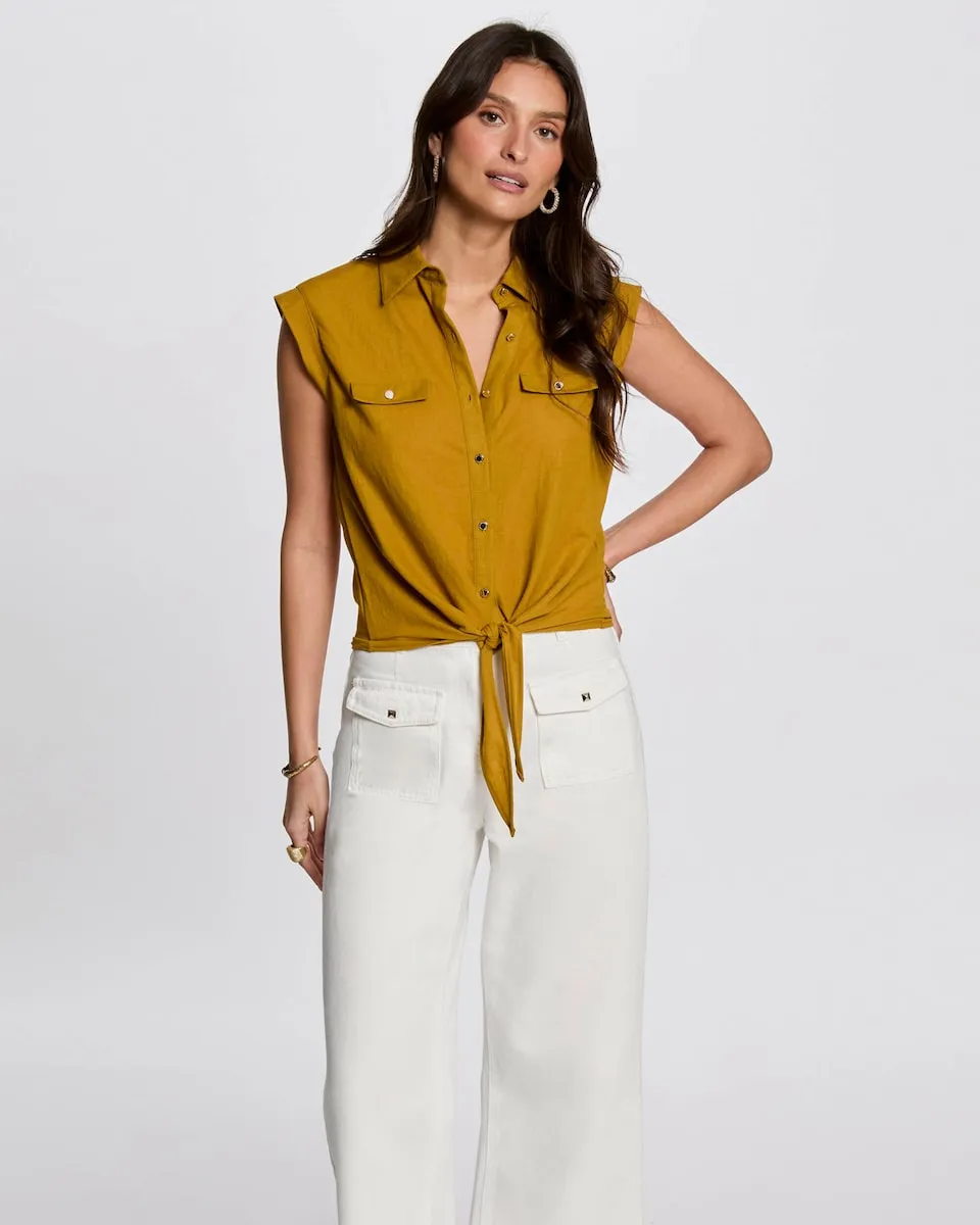 Женская блузка без рукавов Morgan, горчичный
Женская блузка без рукавов Morgan, горчичный