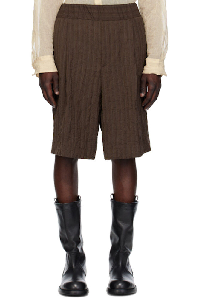 Коричневые плиссированные шорты-бермуды Dries Van Noten
Коричневые плиссированные шорты-бермуды Dries Van Noten