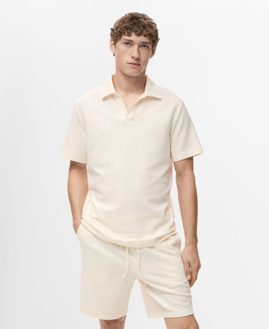 Мужская хлопковая рубашка-поло из сирсакера MANGO, Ecru, Бежевый, Мужская хлопковая рубашка-поло из сирсакера MANGO, Ecru
Мужская хлопковая рубашка-поло из сирсакера MANGO, Ecru, Бежевый, Мужская хлопковая рубашка-поло из сирсакера MANGO, Ecru