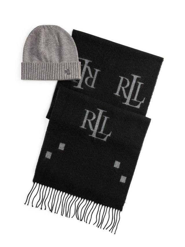Подарочный набор Lauren Logo: шарф жаккард и вязаная шапка бини Ralph Lauren, Black/Grey
Подарочный набор Lauren Logo: шарф жаккард и вязаная шапка бини Ralph Lauren, Black/Grey