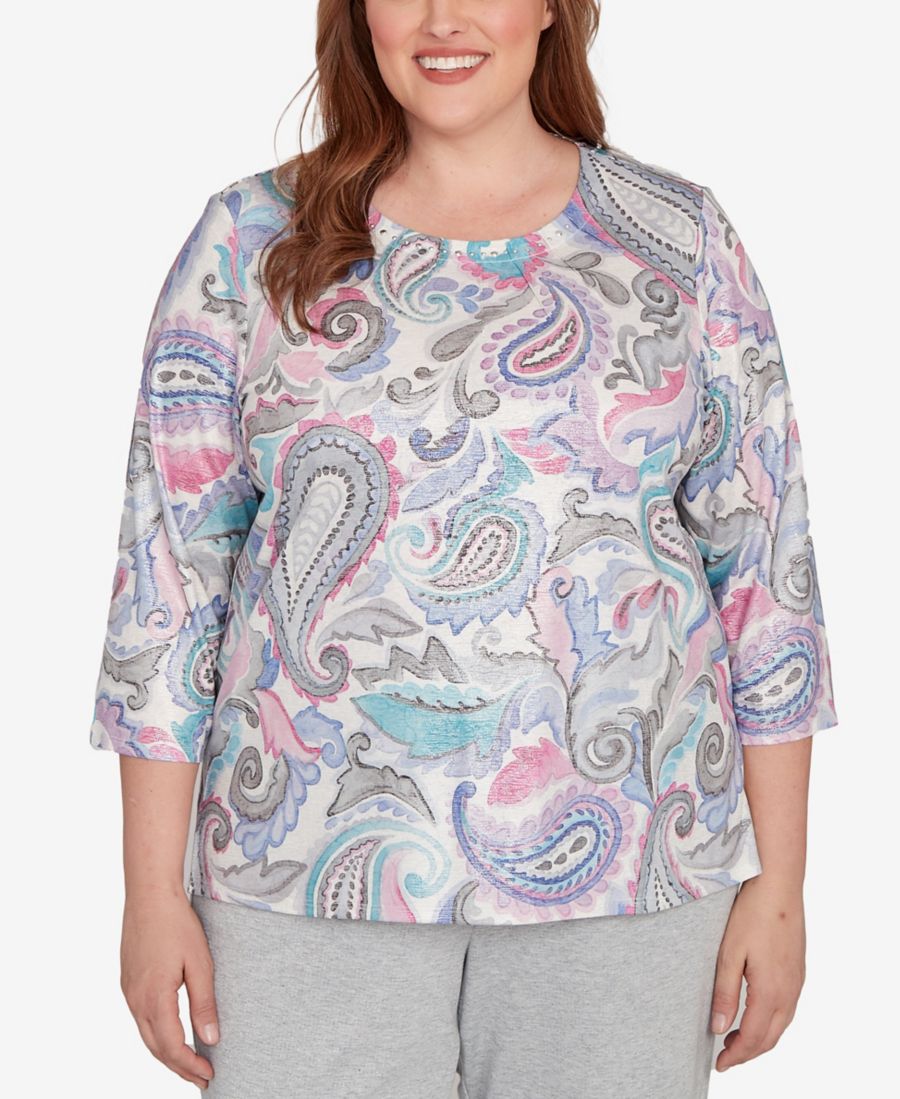 Топ большого размера в повседневном стиле с плиссировкой и круглым вырезом в стиле пейсли Alfred Dunner, Grey Multi
Топ большого размера в повседневном стиле с плиссировкой и круглым вырезом в стиле пейсли Alfred Dunner, Grey Multi