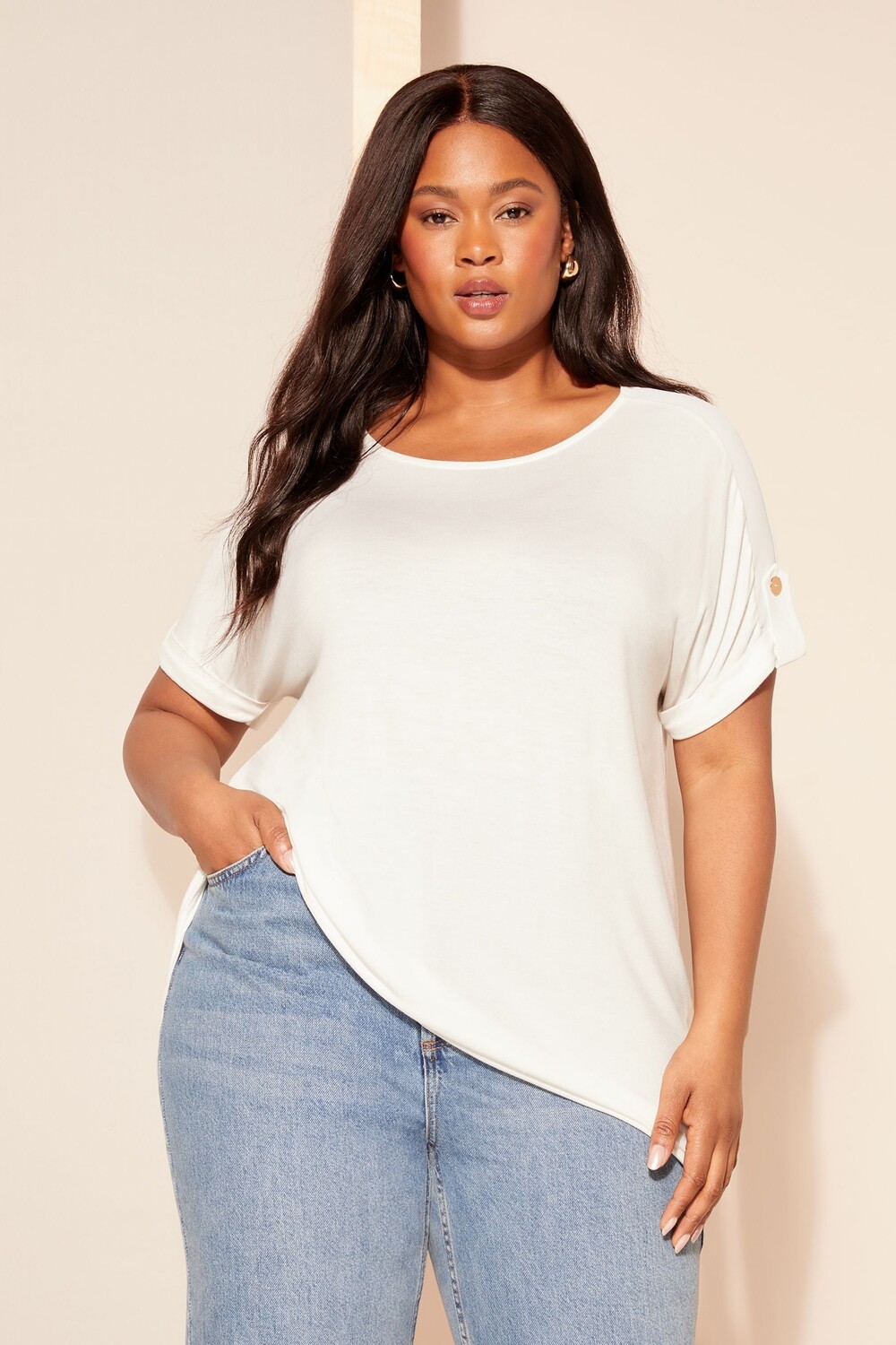 Туника с закатанными рукавами Curves Like These, белый
Туника с закатанными рукавами Curves Like These, белый