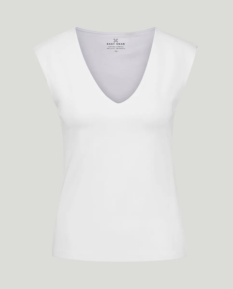 Женская футболка без рукавов с V-образным вырезом Easy Wear, бело-черный 
Женская футболка без рукавов с V-образным вырезом Easy Wear, бело-черный
