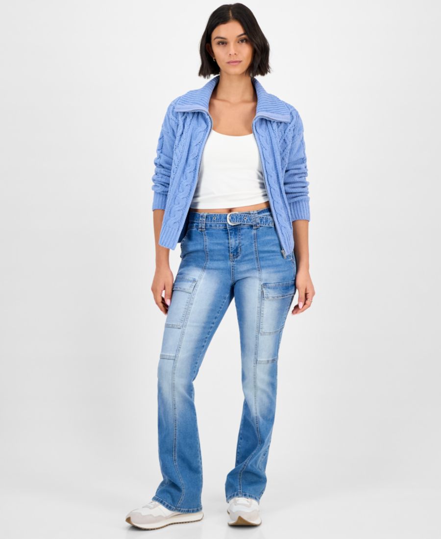 Подростковые джинсы-карго с поясом и расклешенными штанинами Madden Girl, Light Wash
Подростковые джинсы-карго с поясом и расклешенными штанинами Madden Girl, Light Wash