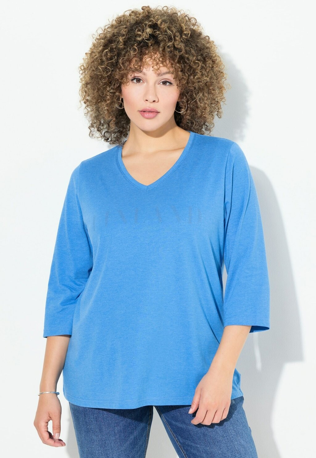 Топ с длинными рукавами COUNTRY LETTERED 3/4 SLEEVE TEE Ulla Popken, синий 
Топ с длинными рукавами COUNTRY LETTERED 3/4 SLEEVE TEE Ulla Popken, синий