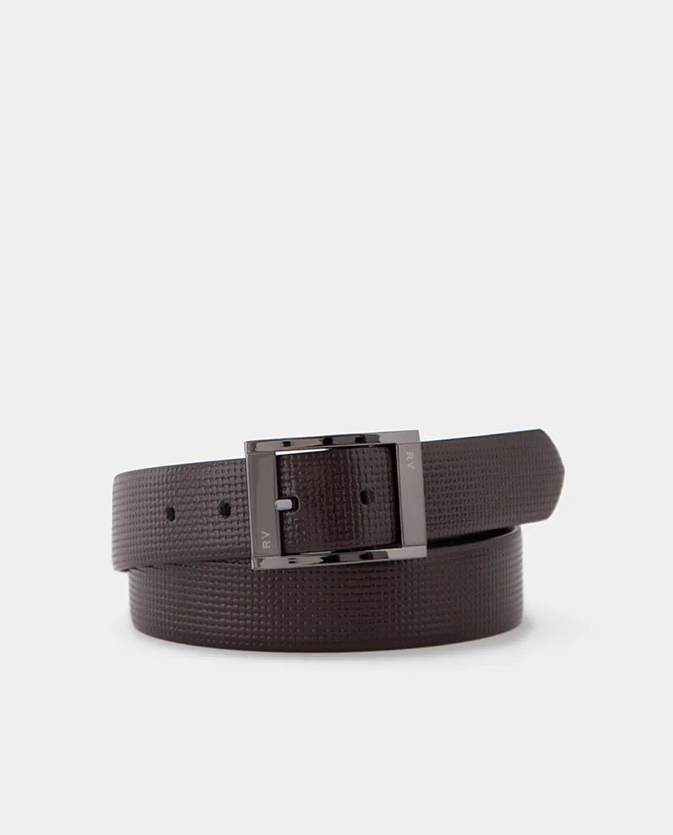 Мужской двусторонний ремень из фактурной кожи коричнево-черного цвета Roberto Verino, темно-коричневый
Мужской двусторонний ремень из фактурной кожи коричнево-черного цвета Roberto Verino, темно-коричневый