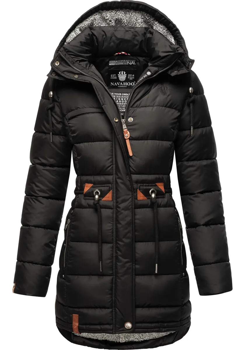 Стеганое пальто Navahoo "Daliee", стильная зимняя парка со съемным капюшоном, черный