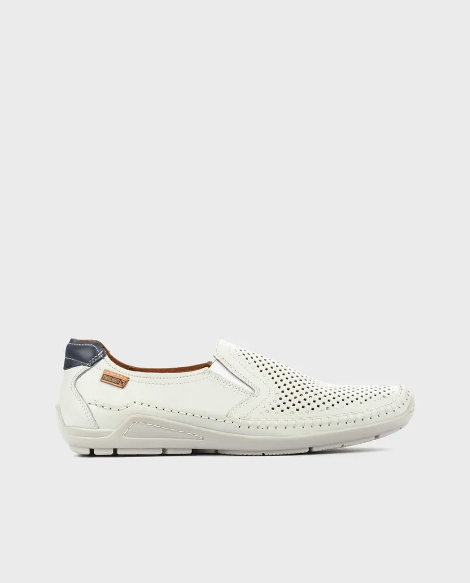 Мужские мокасины из кожи с боковыми резинками и съемной стелькой Pikolinos, белый 
Мужские мокасины из кожи с боковыми резинками и съемной стелькой Pikolinos, белый