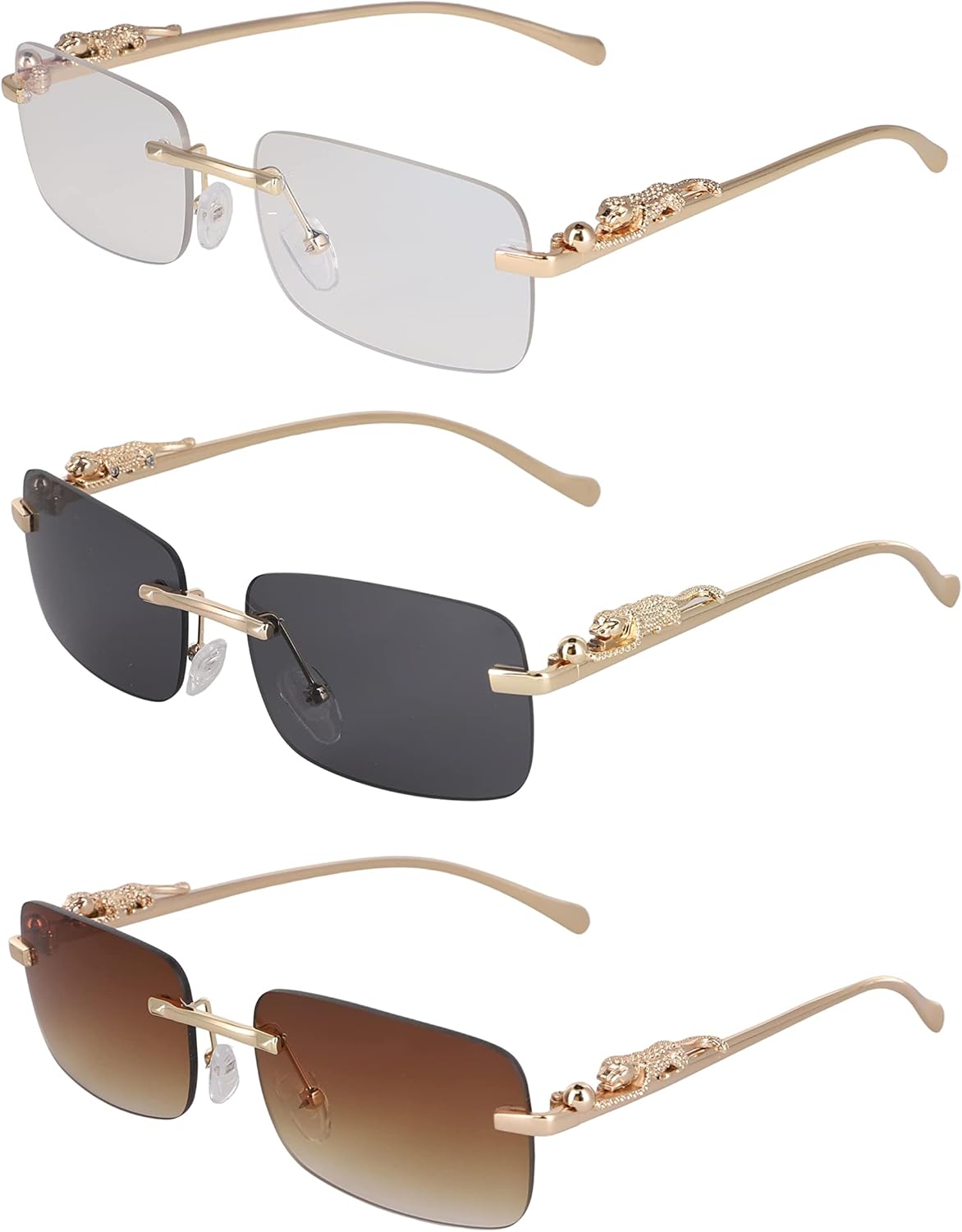 Безупречные солнцезащитные очки большого размера без оправы для женщин и мужчин. Прямоугольные модные солнцезащитные очки без оправы (3 шт.: прозрачные, черные, коричневые) FLAWLESS EYEWEAR, 3 Pack: Clear - Black - Brown
Безупречные солнцезащитные очки большого размера без оправы для женщин и мужчин. Прямоугольные модные солнцезащитные очки без оправы (3 шт.: прозрачные, черные, коричневые) FLAWLESS EYEWEAR, 3 Pack: Clear - Black - Brown