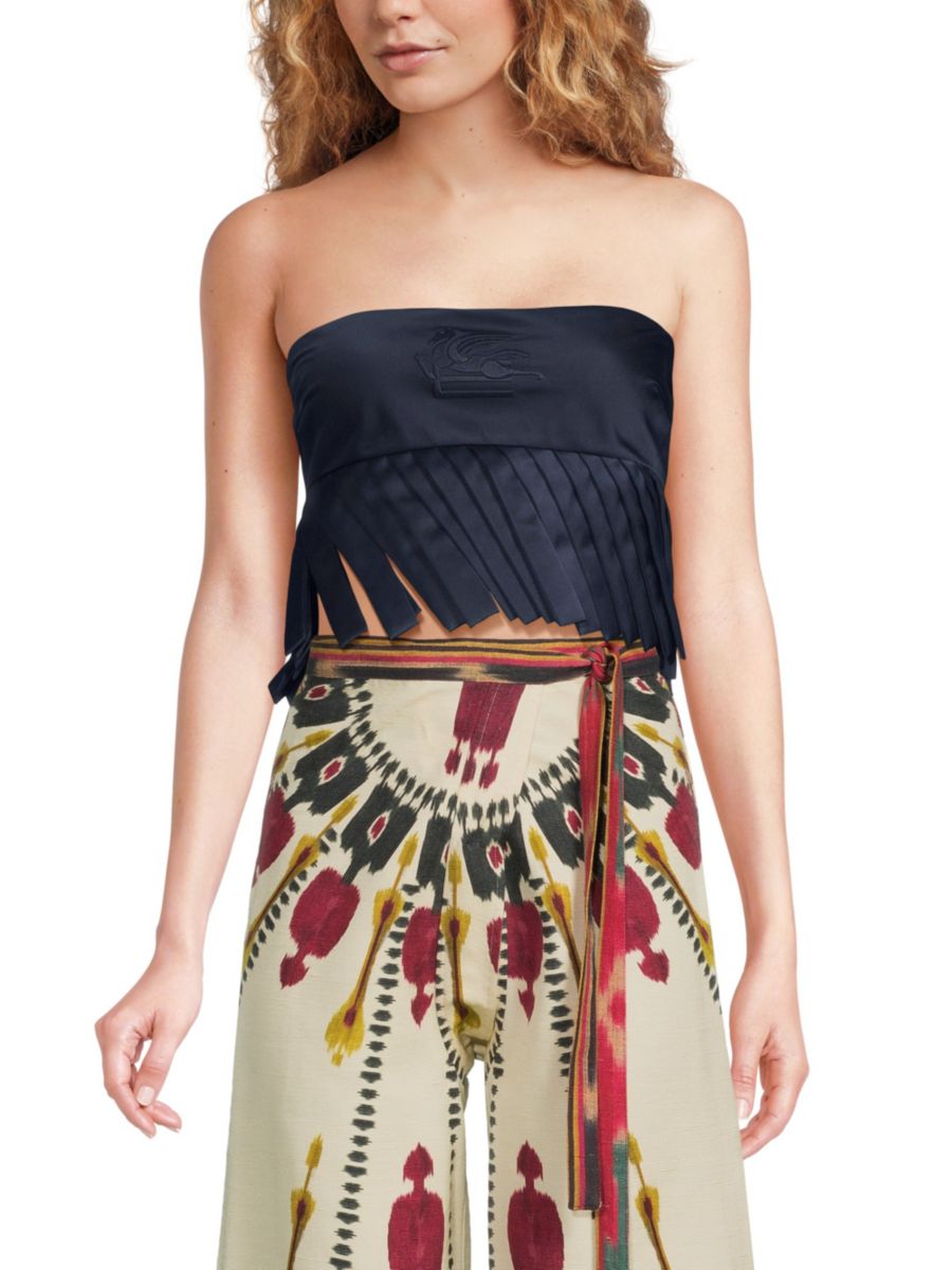 Укороченный топ с логотипом и бахромой Etro, синий
Укороченный топ с логотипом и бахромой Etro, синий