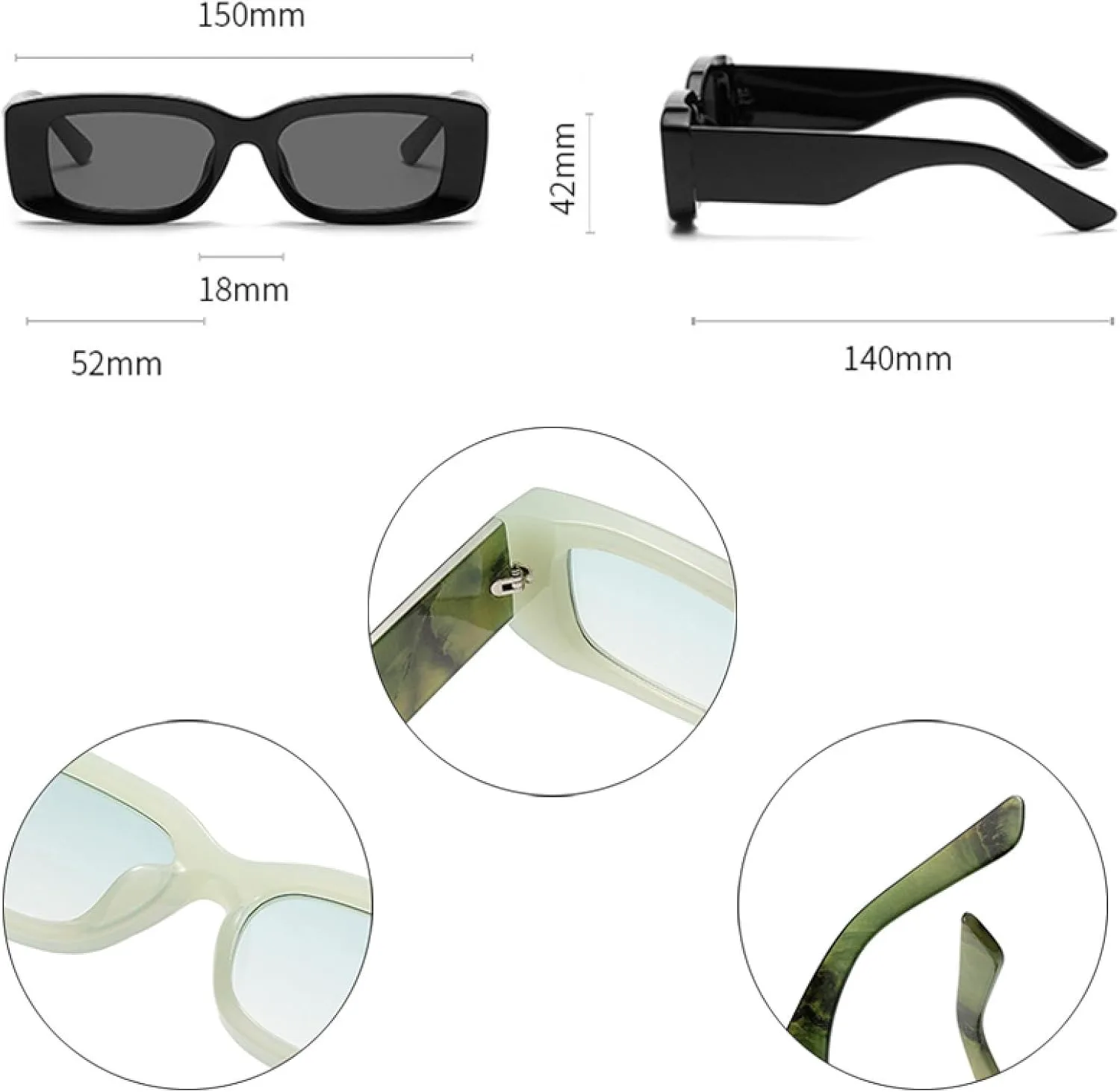 Модные прямоугольные солнцезащитные очки-гелевые защитные очки для женщин, ретро-узор, мужские градиентные очки, защита от УФ-излучения UV400 TKKTLLT, Black Grey
Модные прямоугольные солнцезащитные очки-гелевые защитные очки для женщин, ретро-узор, мужские градиентные очки, защита от УФ-излучения UV400 TKKTLLT, Black Grey