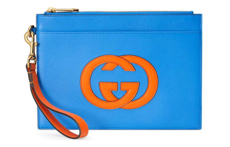 Кожаный браслет-клатч унисекс синий/оранжевый GUCCI 
Кожаный браслет-клатч унисекс синий/оранжевый GUCCI