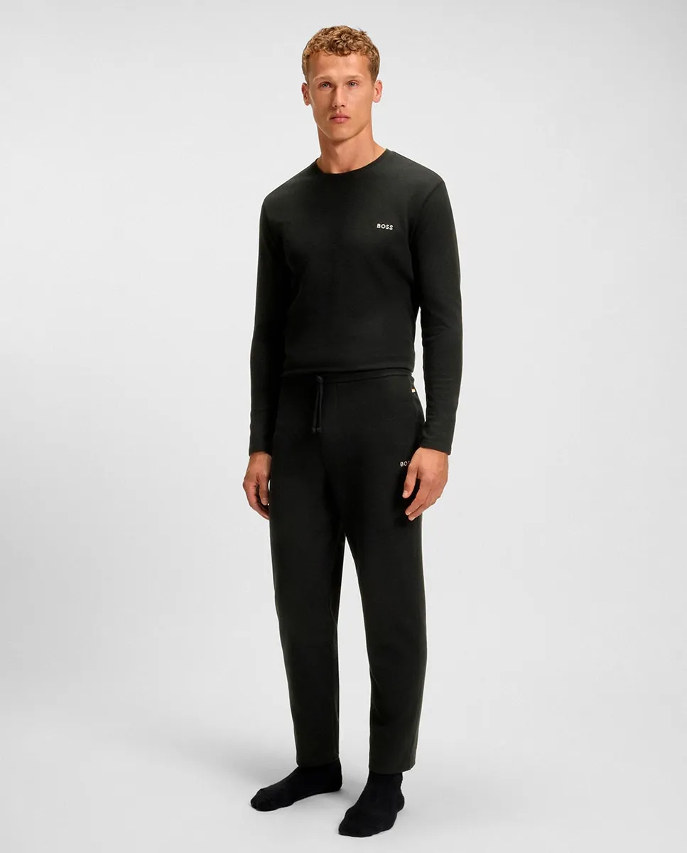 Мужские хлопковые пижамные штаны с вышитым логотипом Boss, черный
Мужские хлопковые пижамные штаны с вышитым логотипом Boss, черный