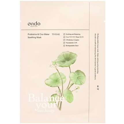 Пробиотики и успокаивающая маска Cica Water - To Dak Ondo Beauty 36.5
Пробиотики и успокаивающая маска Cica Water - To Dak Ondo Beauty 36.5