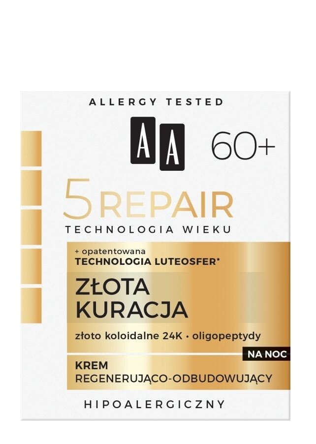 AA Technologia Wieku 5Repair 60+ Złota Kuracja крем для лица на ночь, 50 ml
AA Technologia Wieku 5Repair 60+ Złota Kuracja крем для лица на ночь, 50 ml
