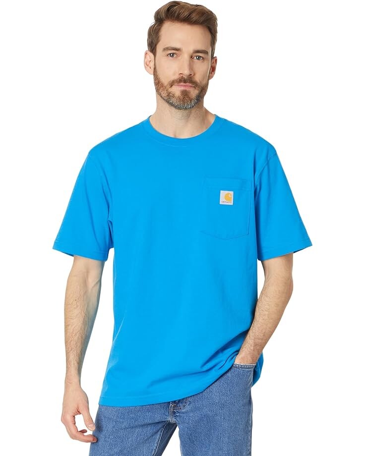 Футболка Carhartt Loose Fit Heavyweight Short Sleeve Pocket, синий 
Футболка Carhartt Loose Fit Heavyweight Short Sleeve Pocket, синий