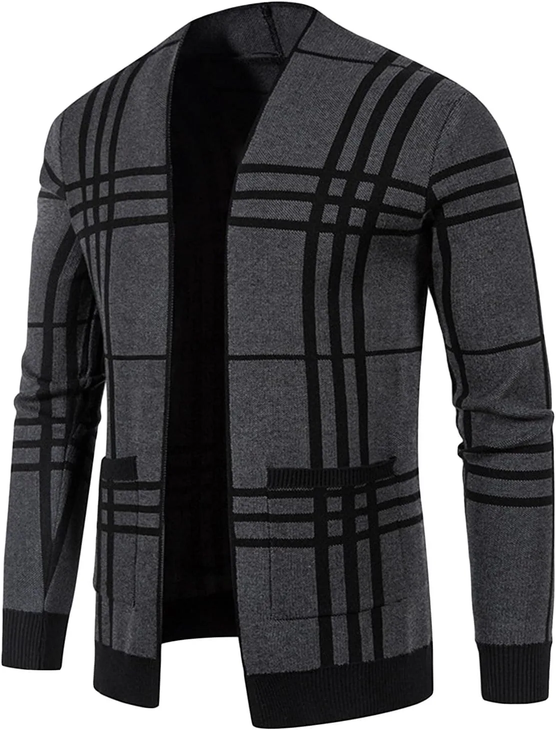 Мужской вязаный кардиган в клетку с открытой передней частью SWJGLITTR
Мужской вязаный кардиган в клетку с открытой передней частью SWJGLITTR