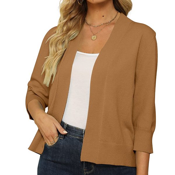 Женский укороченный кардиган с 3/4 рукава Clearflower, Light Brown
Женский укороченный кардиган с 3/4 рукава Clearflower, Light Brown