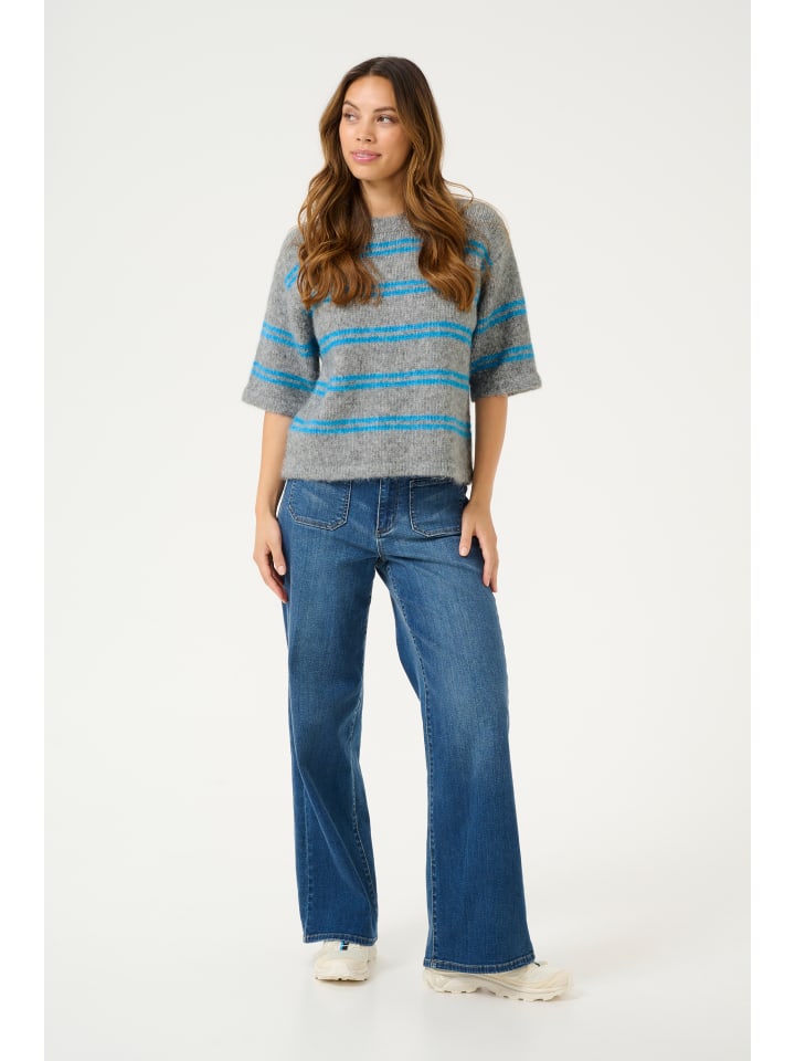 Kaffe Вязаный свитер KAtrina свободного кроя, серо-меланжевый с синей полоской
Kaffe Вязаный свитер KAtrina свободного кроя, серо-меланжевый с синей полоской