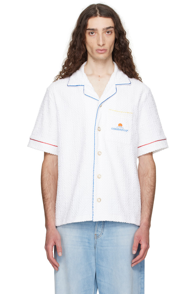 Монограммная жаккардовая рубашка с коротким рукавом из махровой ткани Casablanca, белый
Монограммная жаккардовая рубашка с коротким рукавом из махровой ткани Casablanca, белый