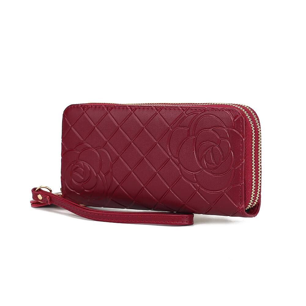 MKF Collection Honey Натуральный стеганый женский кошелек на запястье с цветочным тиснением от Mia K, цвет Burgundy 
MKF Collection Honey Натуральный стеганый женский кошелек на запястье с цветочным тиснением от Mia K, цвет Burgundy