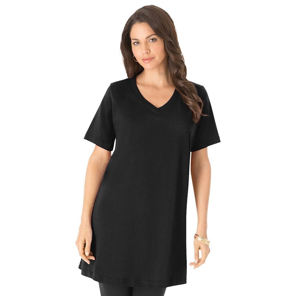 Женская туника больших размеров Roaman's Ultimate с короткими рукавами и v-образным вырезом, черный
Женская туника больших размеров Roaman's Ultimate с короткими рукавами и v-образным вырезом, черный