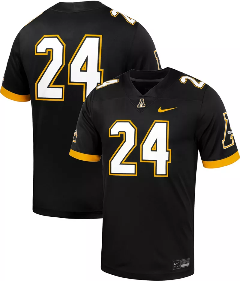 Мужская футболка Nike Appalachian State Mountaineers #24, черная реплика, домашняя футбольная майка
Мужская футболка Nike Appalachian State Mountaineers #24, черная реплика, домашняя футбольная майка