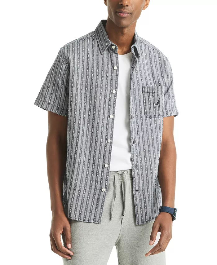 Мужская рубашка с коротким рукавом в полоску Dobby на пуговицах Nautica, синий
Мужская рубашка с коротким рукавом в полоску Dobby на пуговицах Nautica, синий