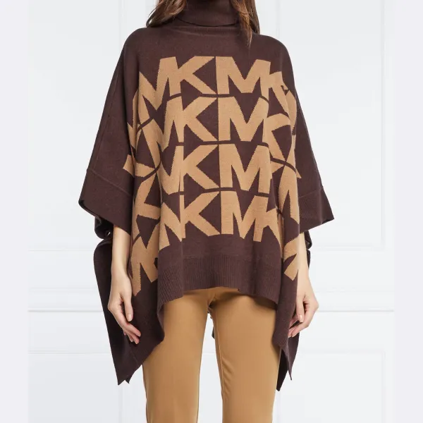 Пончо оверсайз с добавлением шерсти и кашемира Michael Kors, коричневый
Пончо оверсайз с добавлением шерсти и кашемира Michael Kors, коричневый