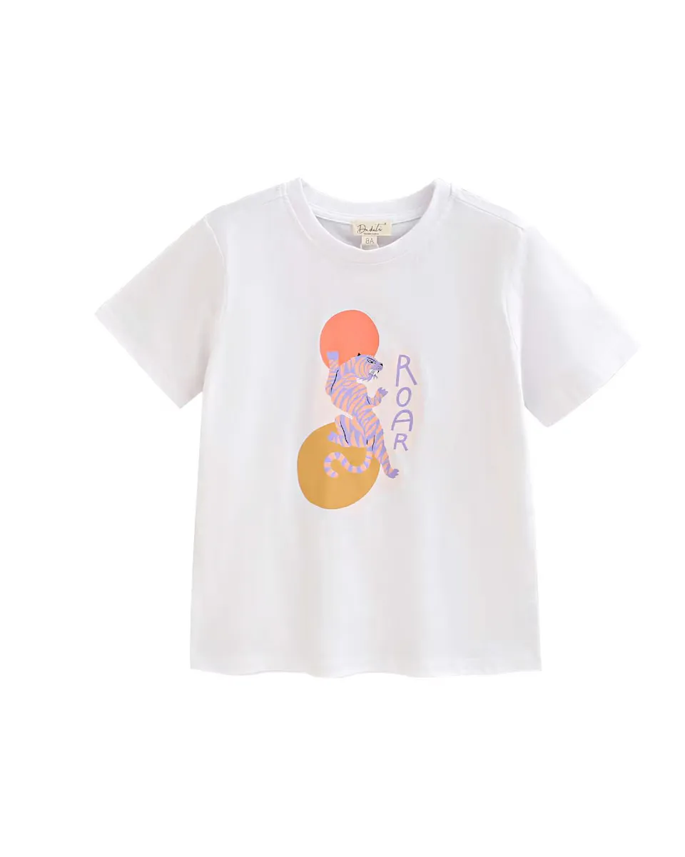 Белая детская футболка с рисунком тигра Dadati, белый
Белая детская футболка с рисунком тигра Dadati, белый