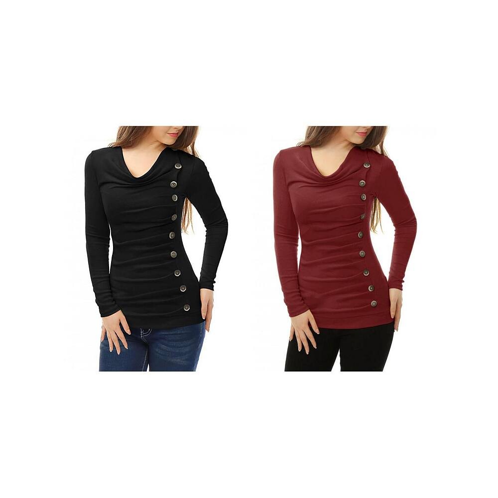 2 упаковки женских блузок с капюшоном и пуговицами, длинными рукавами и рюшами ALLEGRA K, цвет Black Burgundy
2 упаковки женских блузок с капюшоном и пуговицами, длинными рукавами и рюшами ALLEGRA K, цвет Black Burgundy