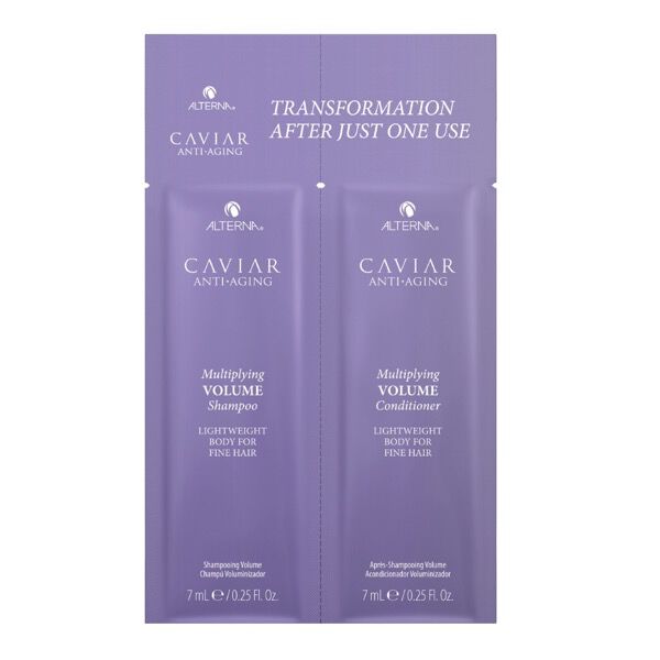 Набор для увлажнения и придания объема волосам - шампунь и кондиционер, 7 мл Alterna Caviar anti-aging
Набор для увлажнения и придания объема волосам - шампунь и кондиционер, 7 мл Alterna Caviar anti-aging