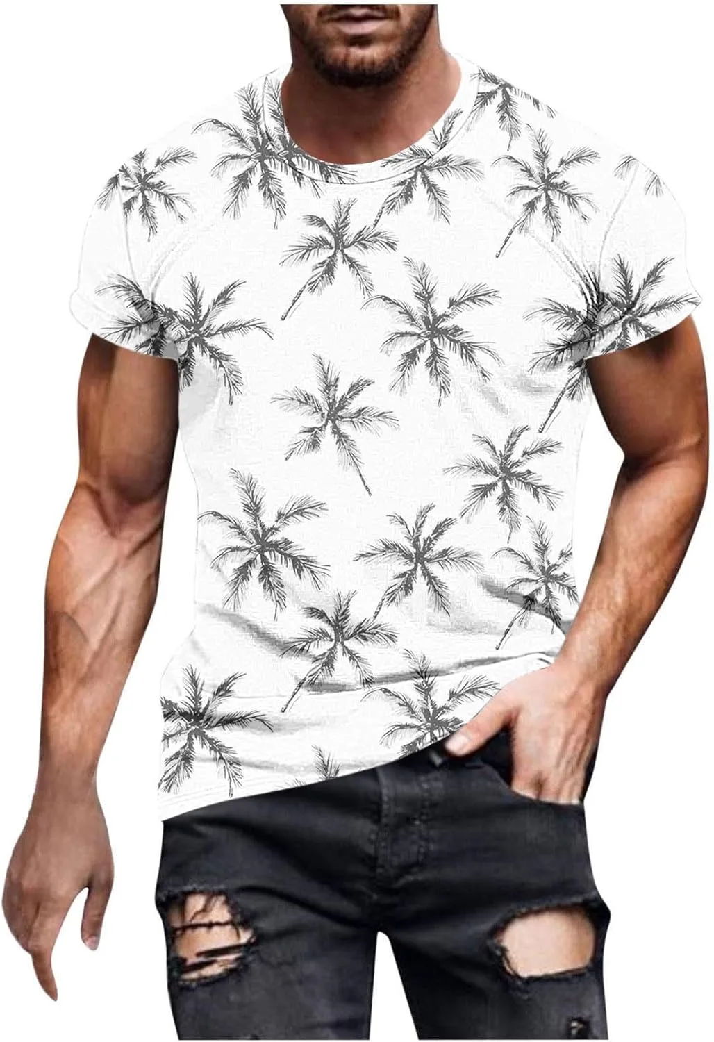 Мужская футболка Hawaiian с тропическим принтом, короткий рукав
Мужская футболка Hawaiian с тропическим принтом, короткий рукав