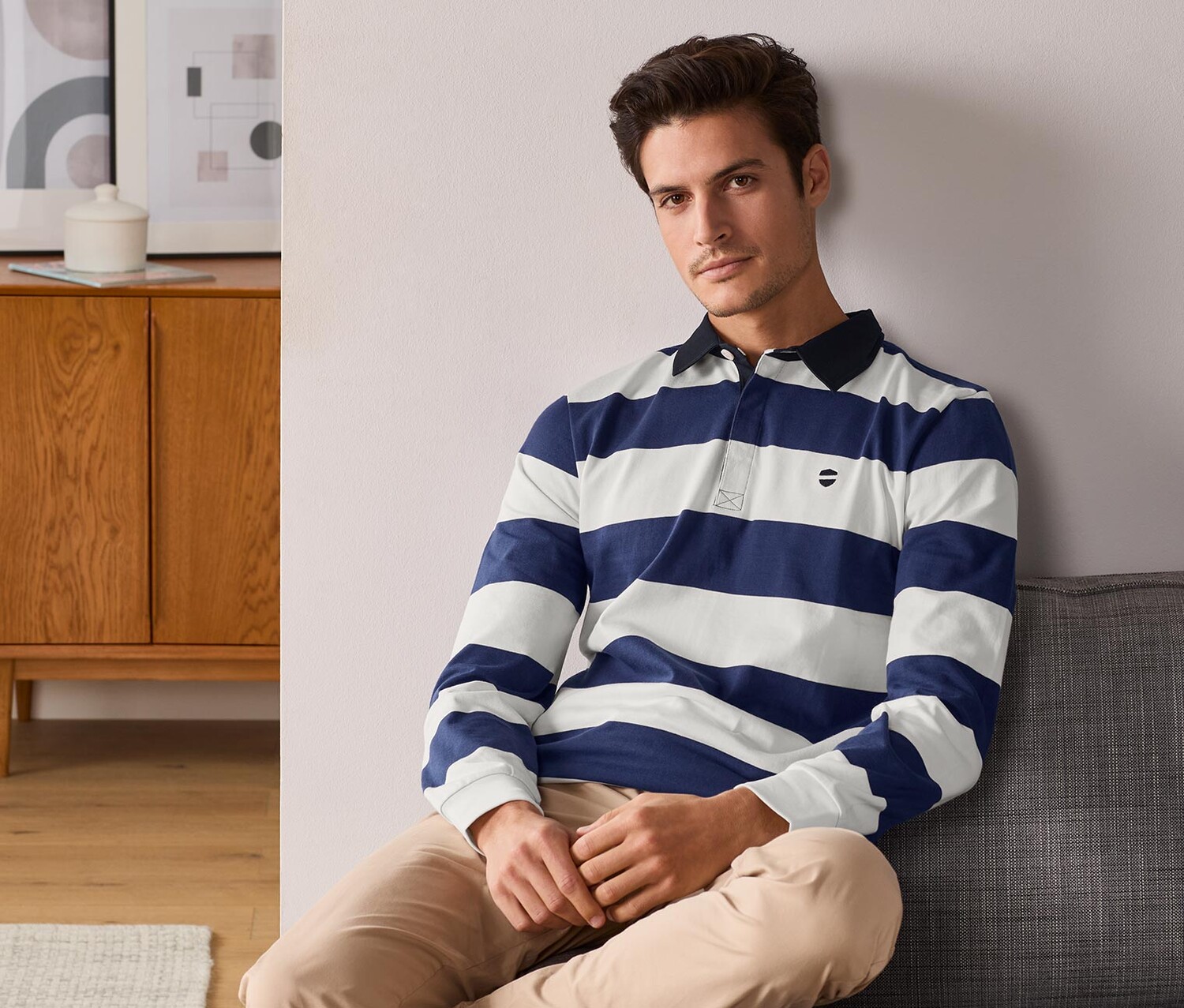 Рубашка-поло с длинными рукавами Tchibo, в сине-белую полоску
Рубашка-поло с длинными рукавами Tchibo, в сине-белую полоску