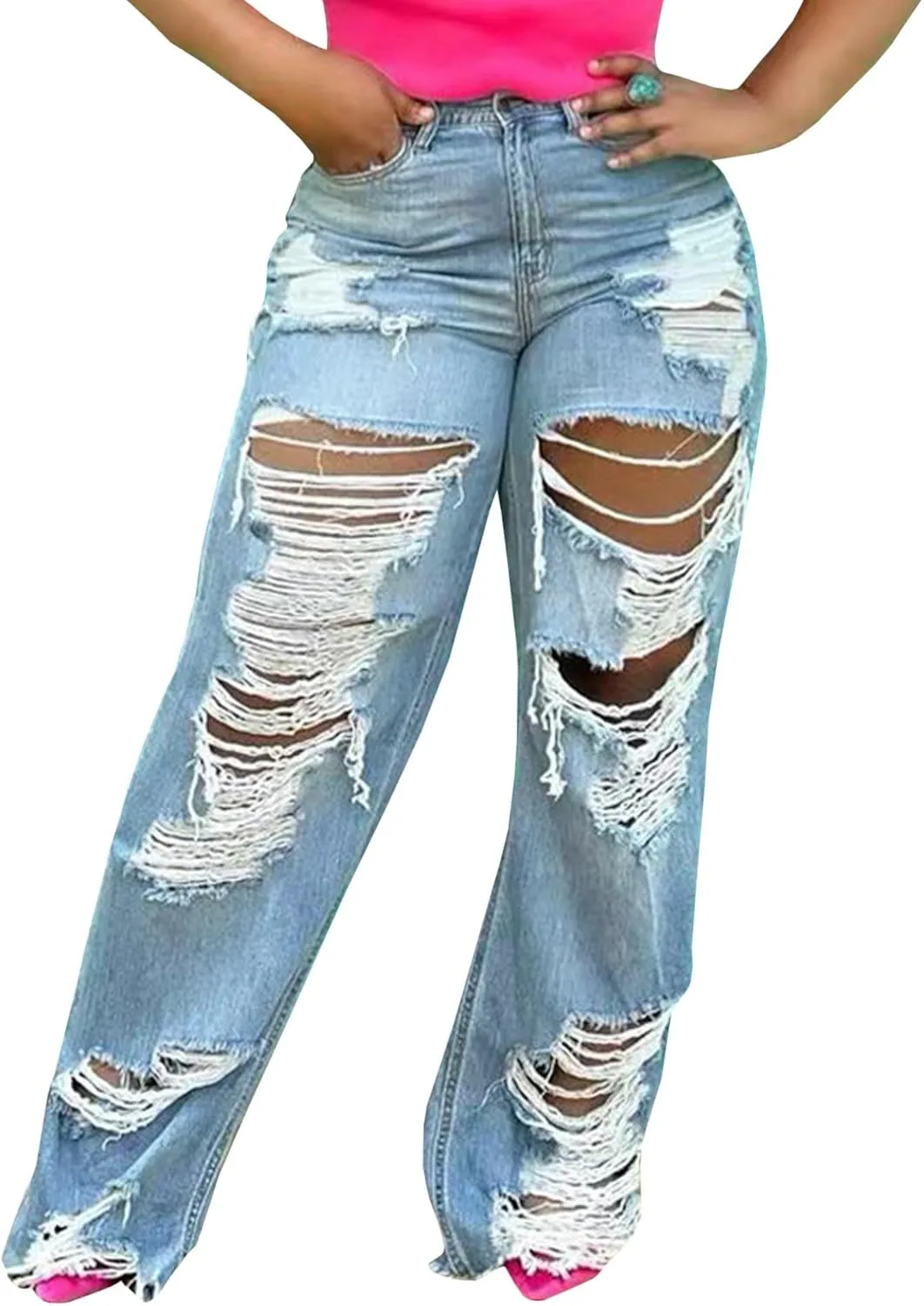 Sexyshine Женские джинсы с высокой талией и прямыми штанинами
Sexyshine Женские джинсы с высокой талией и прямыми штанинами