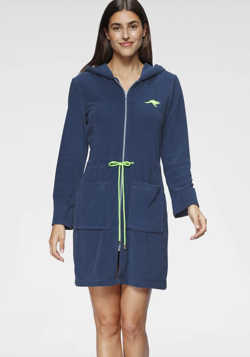 Халат женский KangaROOS "Кира" (1 шт.), на шнурке, короткий, халаты женские, XS-3XL, синий 
Халат женский KangaROOS "Кира" (1 шт.), на шнурке, короткий, халаты женские, XS-3XL, синий